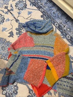 Colorblock Multicolor Knit Hoodie Sweater